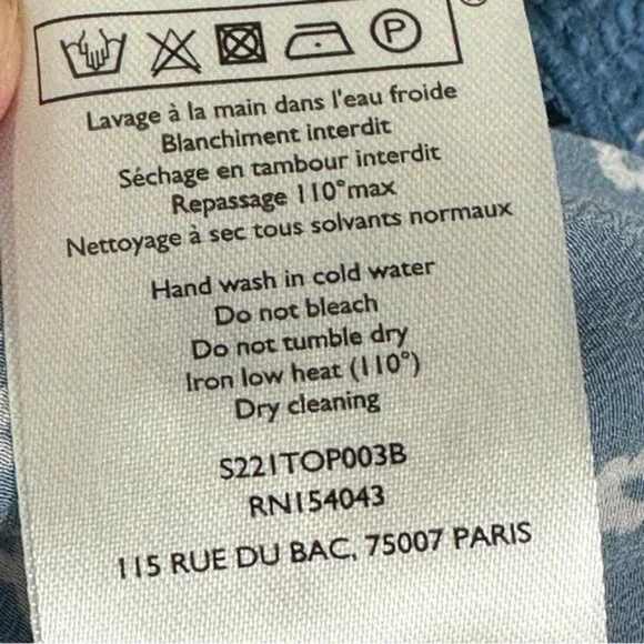 Sezane 100% Silk Palma Blue Floral Tank Top Camisole Boho Size 32 French US 0 - Picture 8 of 13